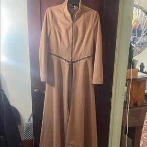 Natasha Couture Camel Long Sleeve Dress
